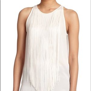 Theory Montien Fringe Silk Blouse